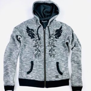 Miss me gray embellished zip up jacket